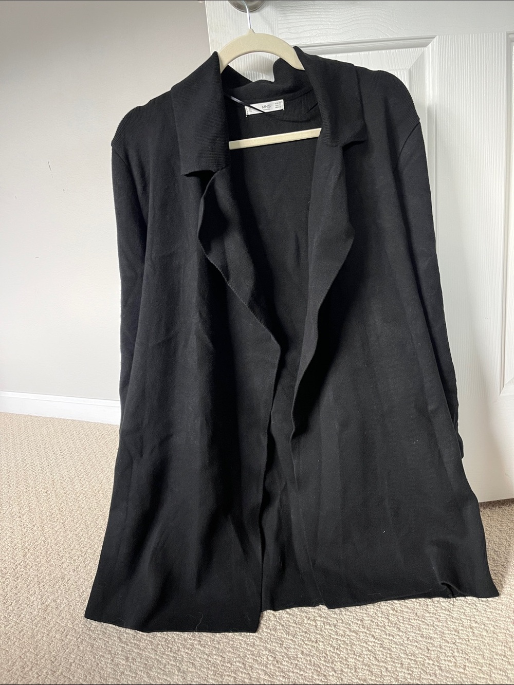 Vintage-Inspired Black Open Front Blazer Jacket